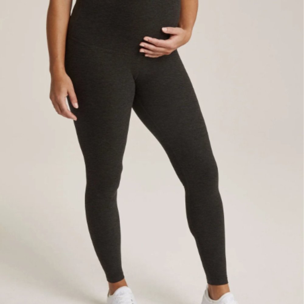 Spacedye Love the Bump Midi Maternity Legging in Dark Grey Size M